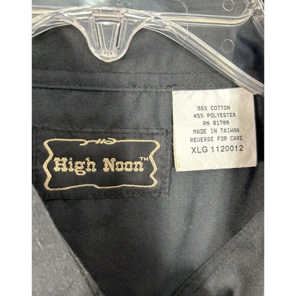 VTG High Noon Pearl Snap Western Shirt Men's XL Cow Skull Embroidered Black - Picture 10 of 10